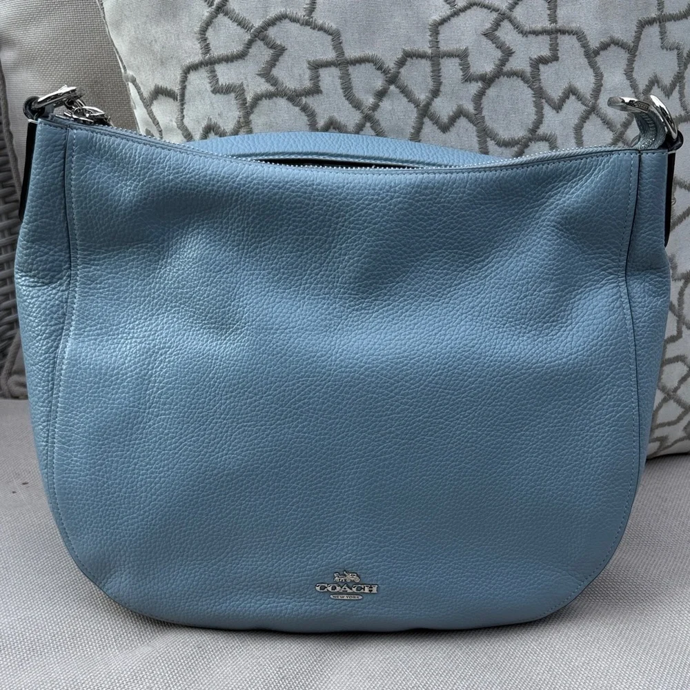 Coach Sky Blue Leather Shoulder Bag - Picture 2 of 16